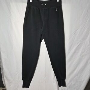 Polo Ralph Lauren Sweatpants Mens XS Black Drawstring Fleece‎ Jogger White Pony